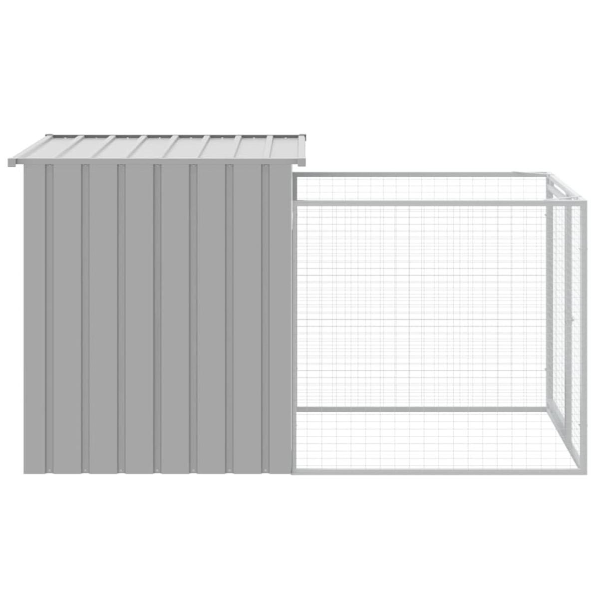 vidaXL Σπιτάκι Σκύλου με Αυλή Αν. Γκρι 110x201x110 εκ. Γαλβαν. Χάλυβας