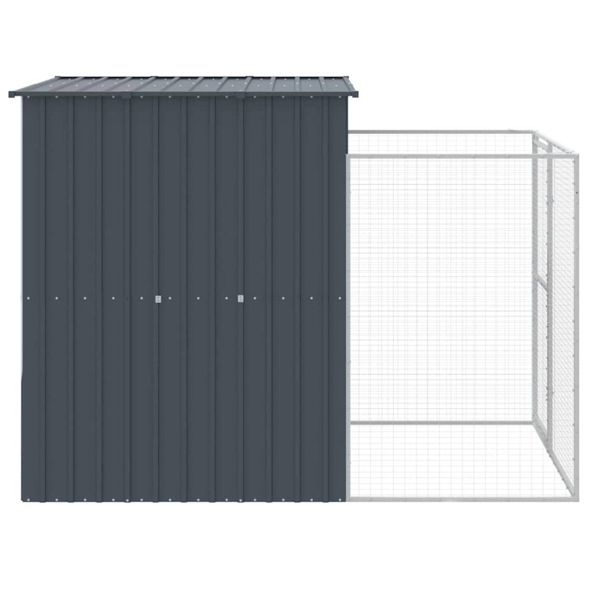 vidaXL Σπιτάκι Σκύλου με Αυλή Ανθρακί 165x251x181 εκ. Γαλβαν. Χάλυβας
