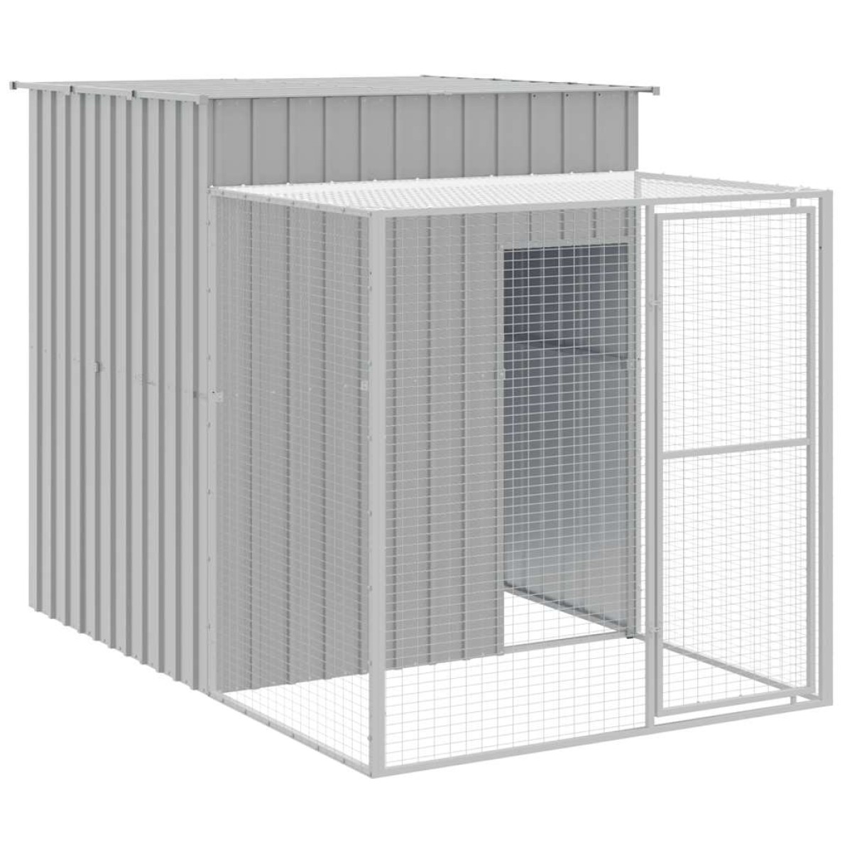 vidaXL Κλουβί για Κότες με Αυλή Αν. Γκρι 165x251x181εκ Γαλβαν. Χάλυβας