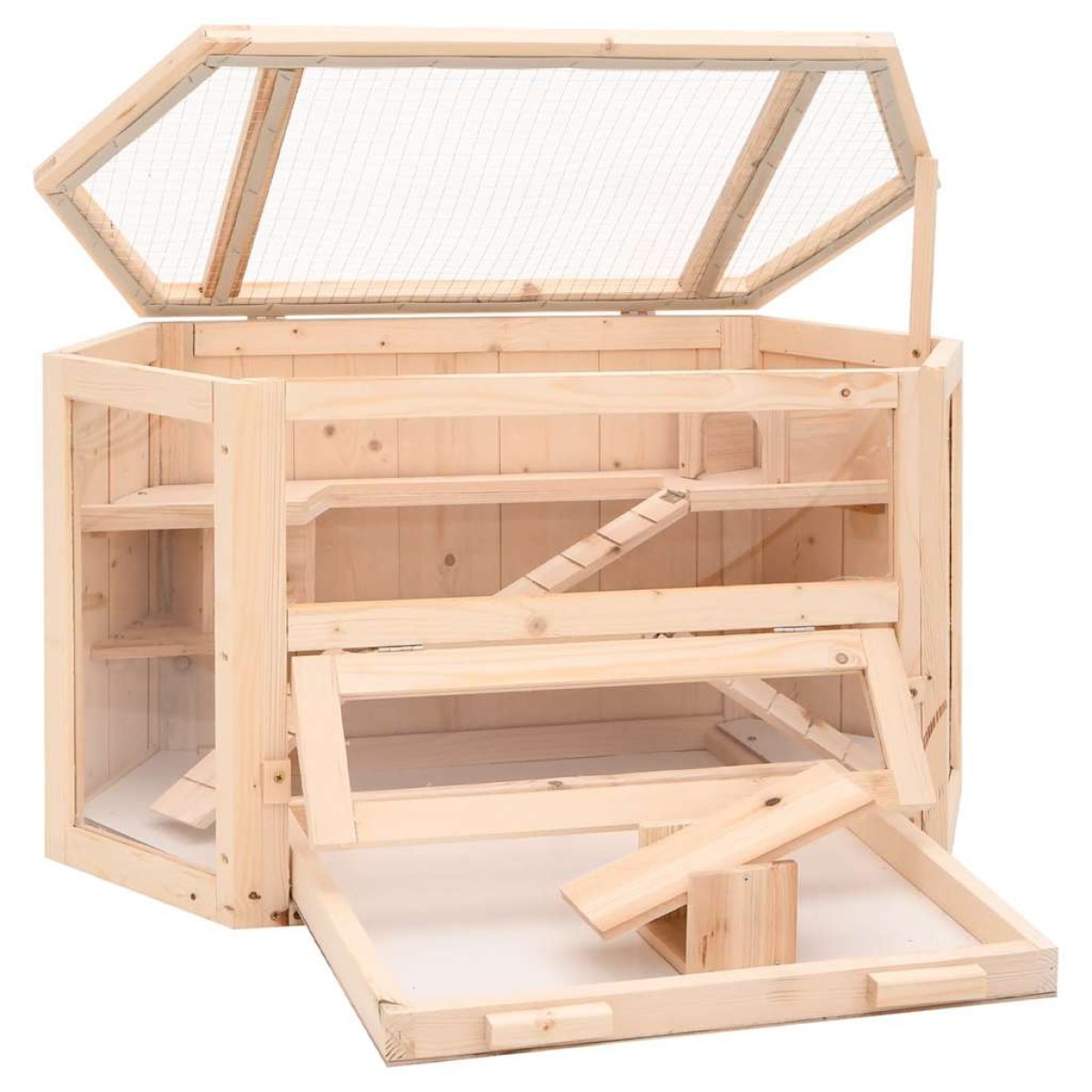 vidaXL Κλουβί Χάμστερ 80 x 40 x 43 εκ. από Μασίφ Ξύλο Ελάτης