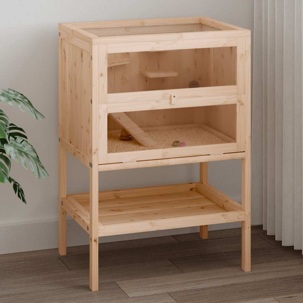 vidaXL Κλουβί για Χάμστερ 55x40x80 εκ. από Μασίφ Ξύλο Έλατου