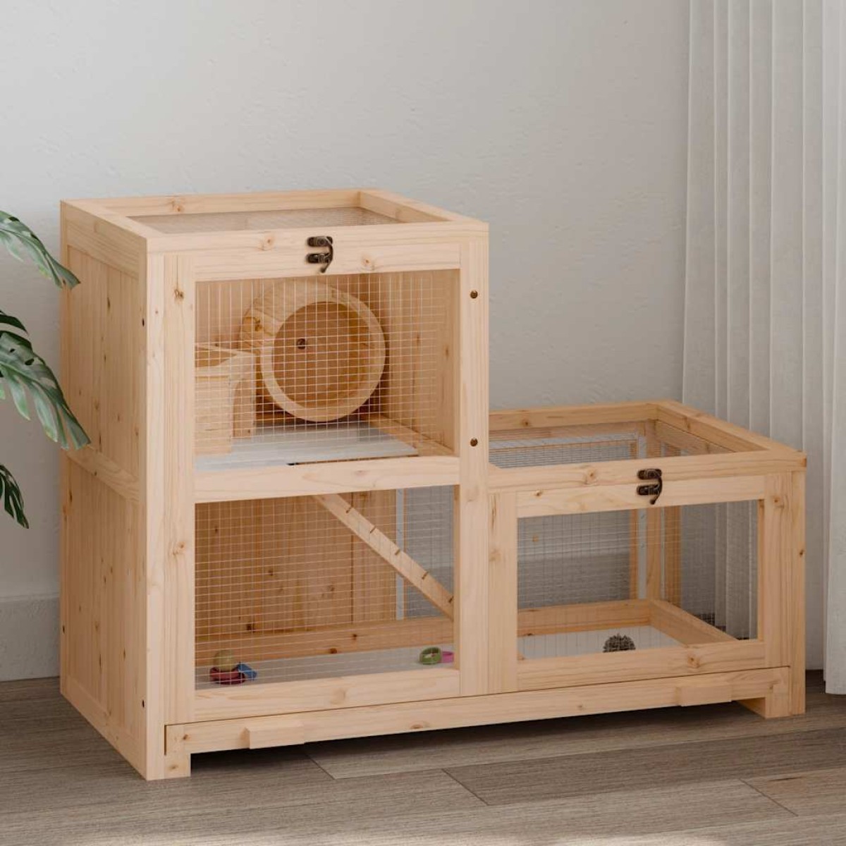 vidaXL Κλουβί Χάμστερ 81 x 40 x 60 εκ. από Μασίφ Ξύλο Ελάτης