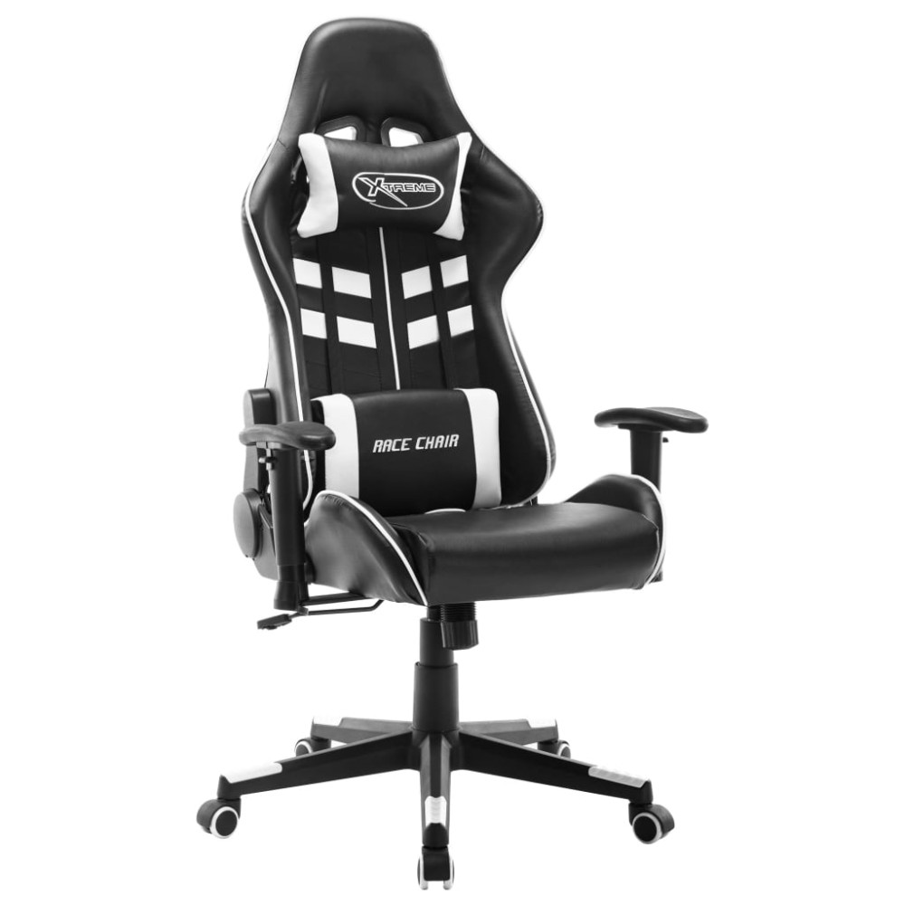 vidaXL Καρέκλα Gaming Ασπρόμαυρη από Συνθετικό Δέρμα