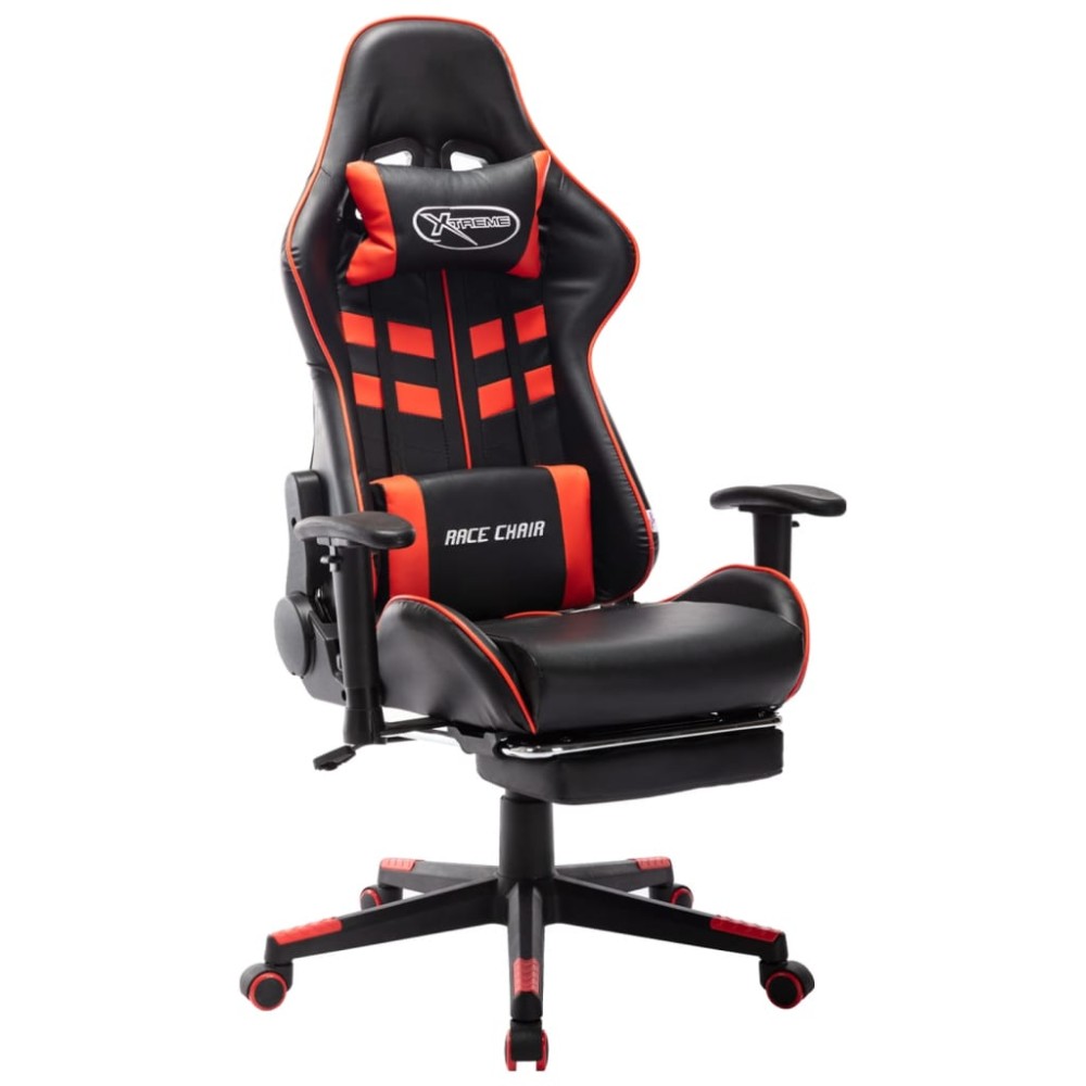 vidaXL Καρέκλα Gaming με Υποπόδιο Μαύρο / Κόκκινο από Συνθετικό Δέρμα