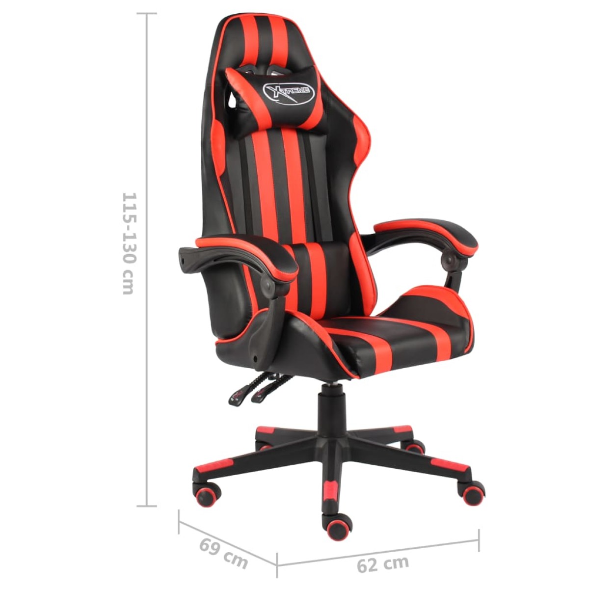 vidaXL Καρέκλα Racing Μαύρο / Κόκκινο από Συνθετικό Δέρμα