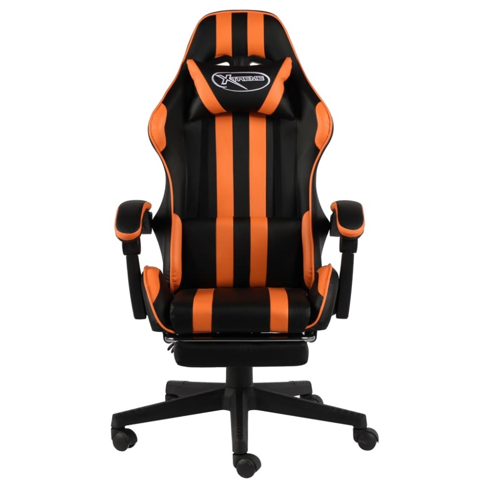 vidaXL Καρέκλα Racing με Υποπόδιο Μαύρο / Πορτοκαλί Συνθετικό Δέρμα