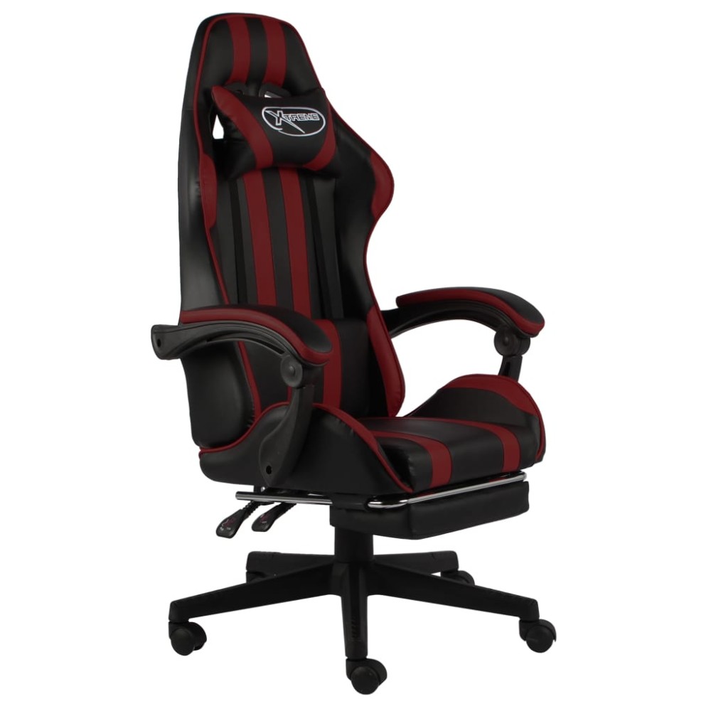 vidaXL Καρέκλα Racing με Υποπόδιο Μαύρο / Μπορντό από Συνθετικό Δέρμα