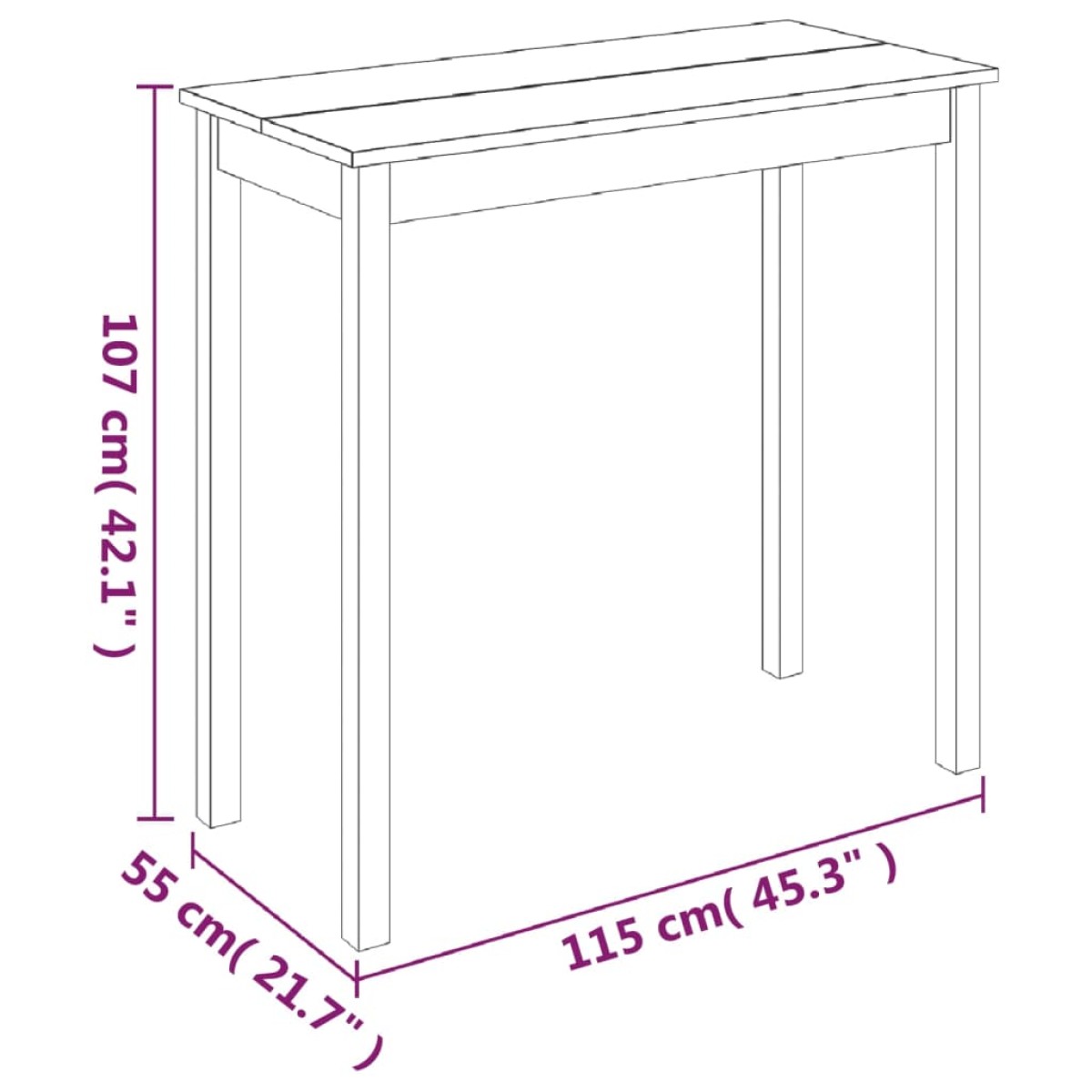 vidaXL Τραπέζι Μπαρ Μαύρο 115 x 55 x 107 εκ. από MDF