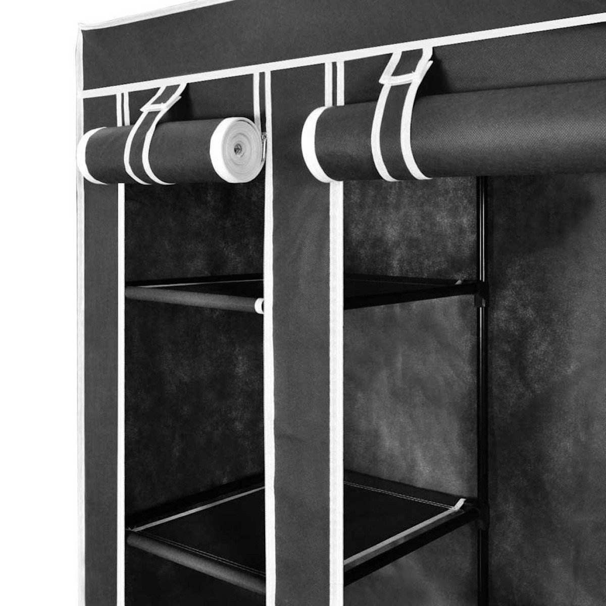 vidaXL Ντουλάπα με Ράφια / Σωλήνες Μαύρη 45 x 150 x 176 εκ. Υφασμάτινη