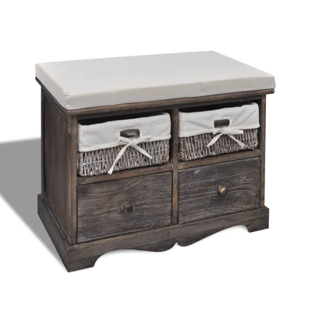 vidaXL Πάγκος με Αποθηκευτικό Χώρο Καφέ 62x33x42 εκ. Ξύλο Παυλώνιας