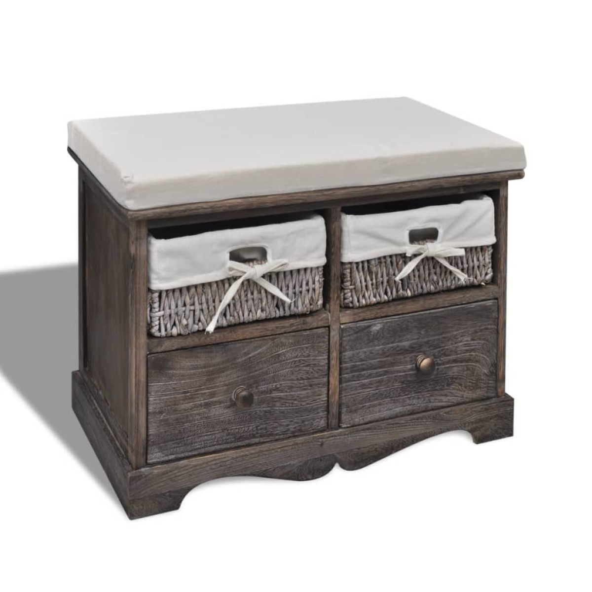 vidaXL Πάγκος με Αποθηκευτικό Χώρο Καφέ 62x33x42 εκ. Ξύλο Παυλώνιας
