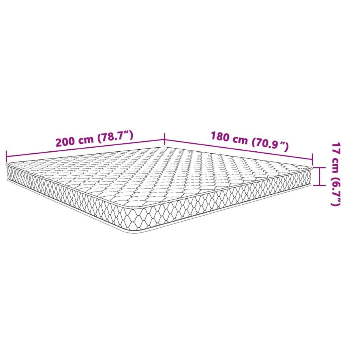 vidaXL Στρώμα Αφρού Μνήμης 200 x 180 x 17 εκ.