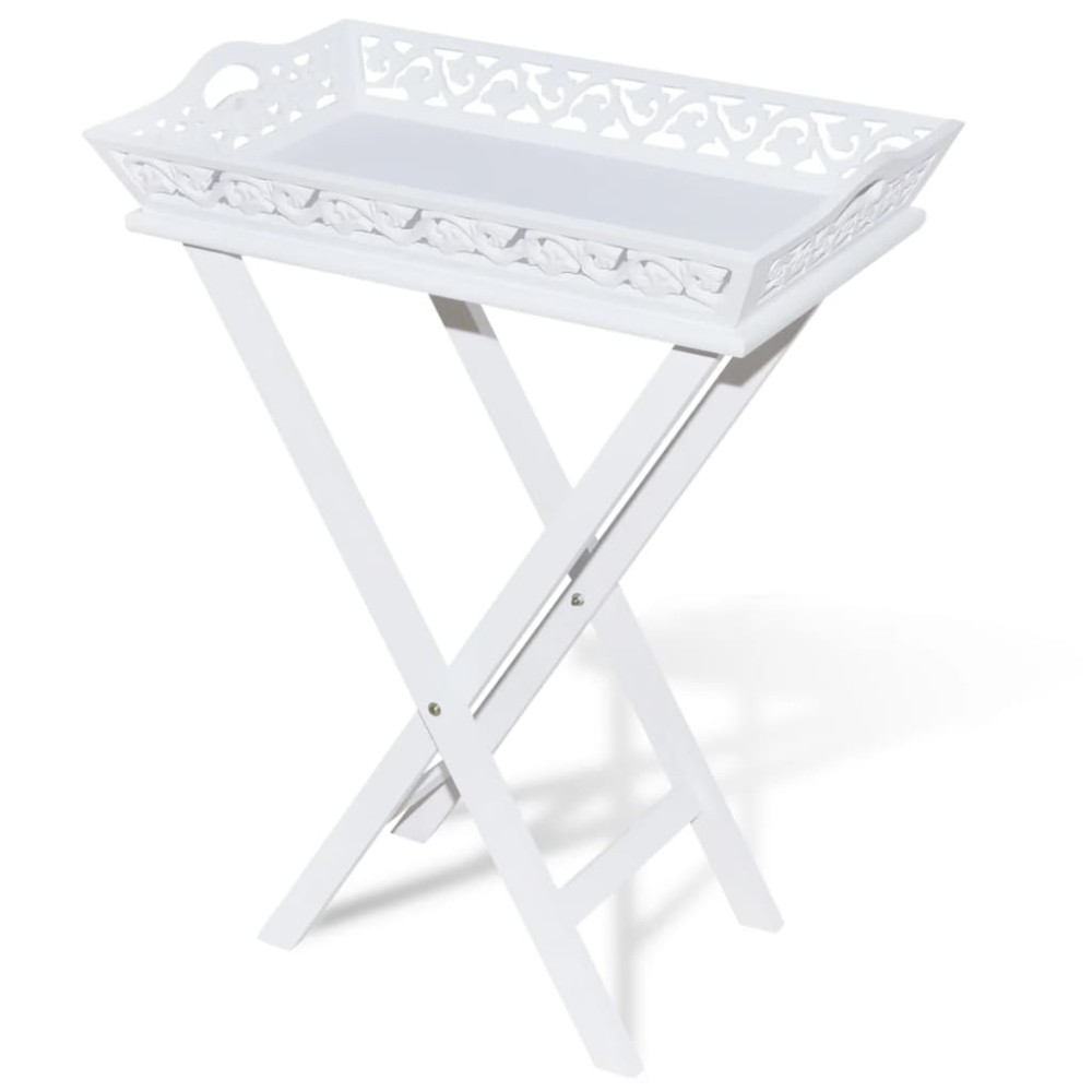 vidaXL Βοηθητικό Τραπεζάκι με Δίσκο Σερβιρίσματος Λευκό