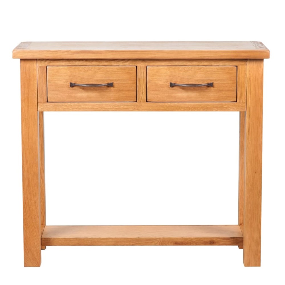 vidaXL Τραπέζι Κονσόλα με 2 Συρτάρια 83 x 30 x 73 εκ. Μασίφ Ξύλο Δρυός