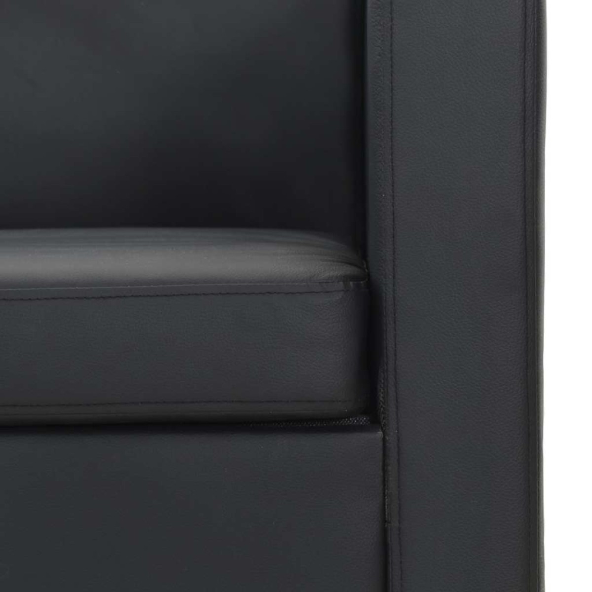 vidaXL Καναπές Τριθέσιος Μαύρος από Συνθετικό Δέρμα