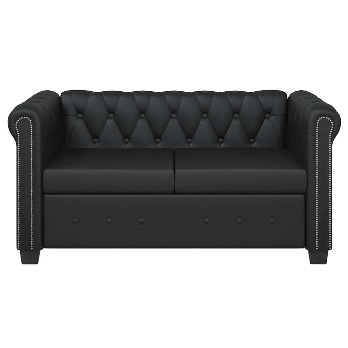 vidaXL Καναπές Διθέσιος Chesterfield Μαύρος από Συνθετικό Δέρμα