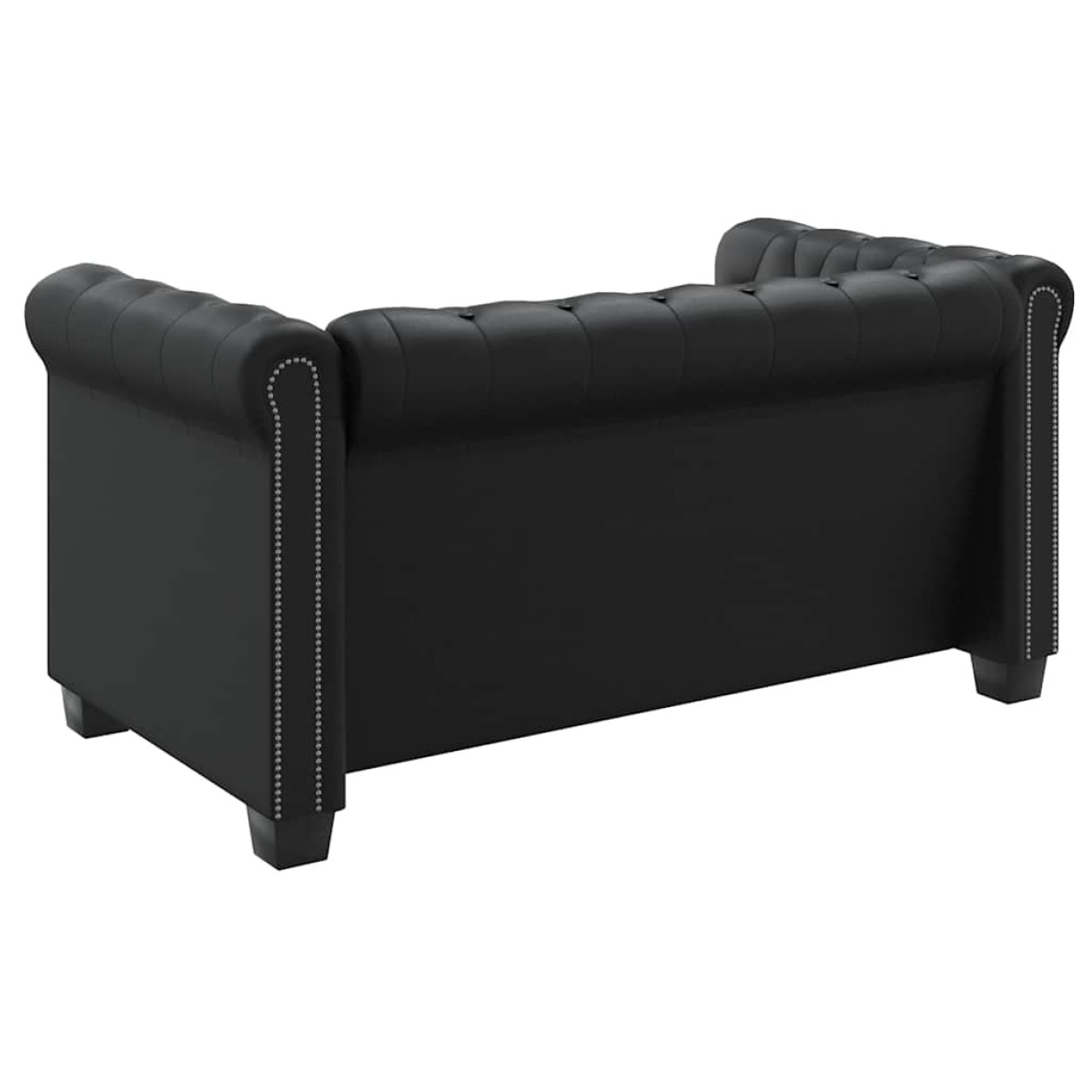 vidaXL Καναπές Διθέσιος Chesterfield Μαύρος από Συνθετικό Δέρμα