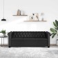 vidaXL Καναπές Τριθέσιος Chesterfield Μαύρος από Συνθετικό Δέρμα