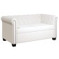 vidaXL Καναπές Διθέσιος Chesterfield Λευκός από Συνθετικό Δέρμα
