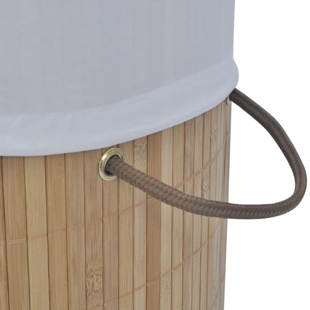 242723 vidaXL Bamboo Laundry Bin Round Natural