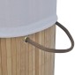 242723 vidaXL Bamboo Laundry Bin Round Natural