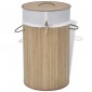 242723 vidaXL Bamboo Laundry Bin Round Natural