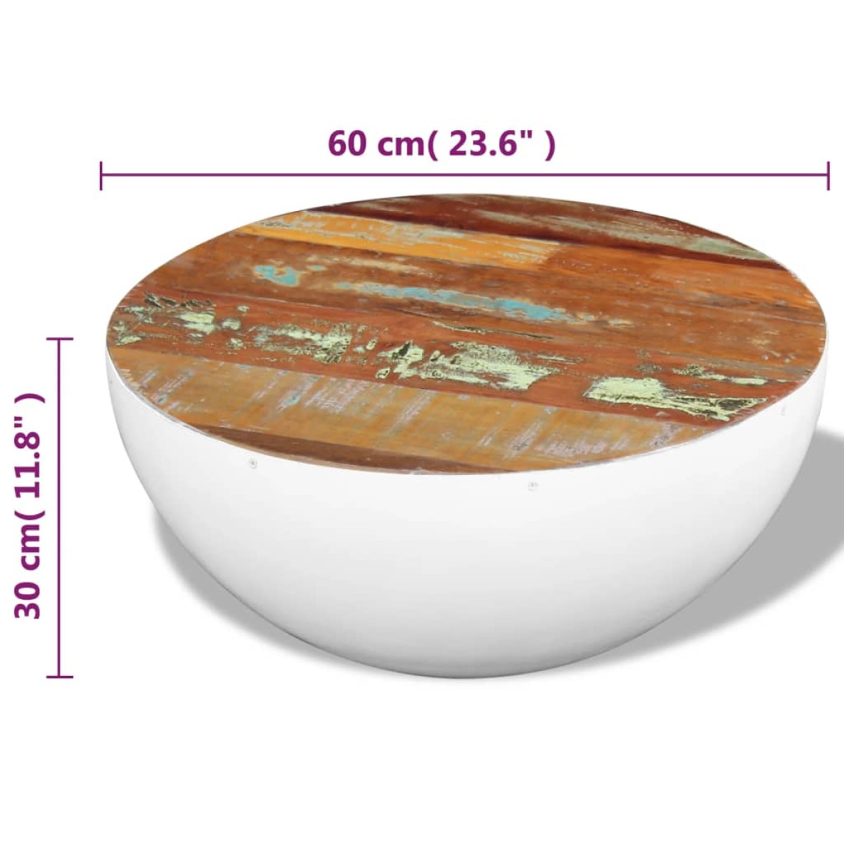 vidaXL Τραπεζάκι Σαλονιού Ημισφαιρικό 60x60x30 εκ. Ανακυκλωμένο Ξύλο