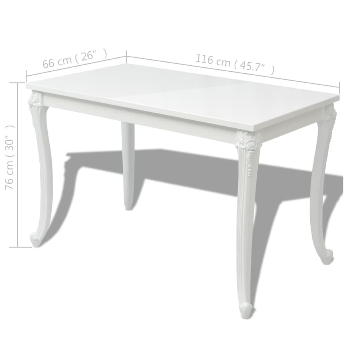 vidaXL Τραπεζαρία Γυαλιστερή Λευκή 116 x 66 x 76 εκ.