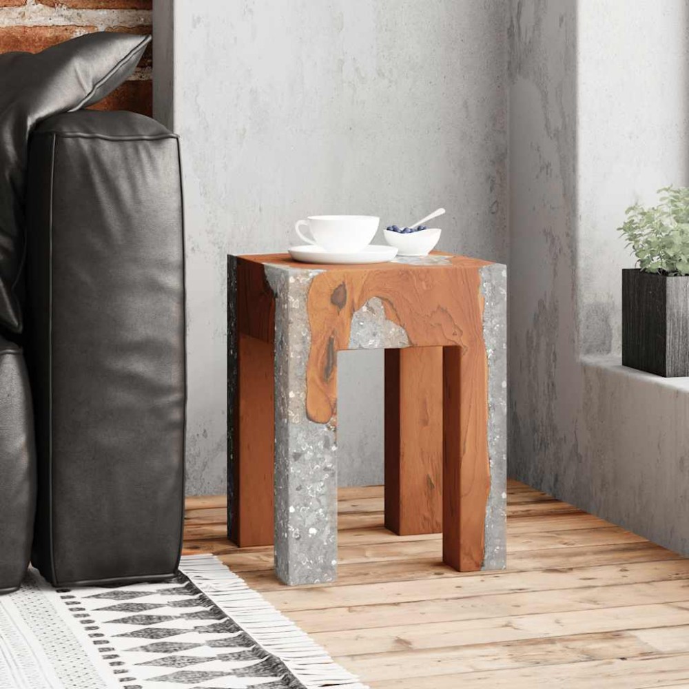 vidaXL Σκαμπό από Μασίφ Ξύλο Teak και Ρητίνη