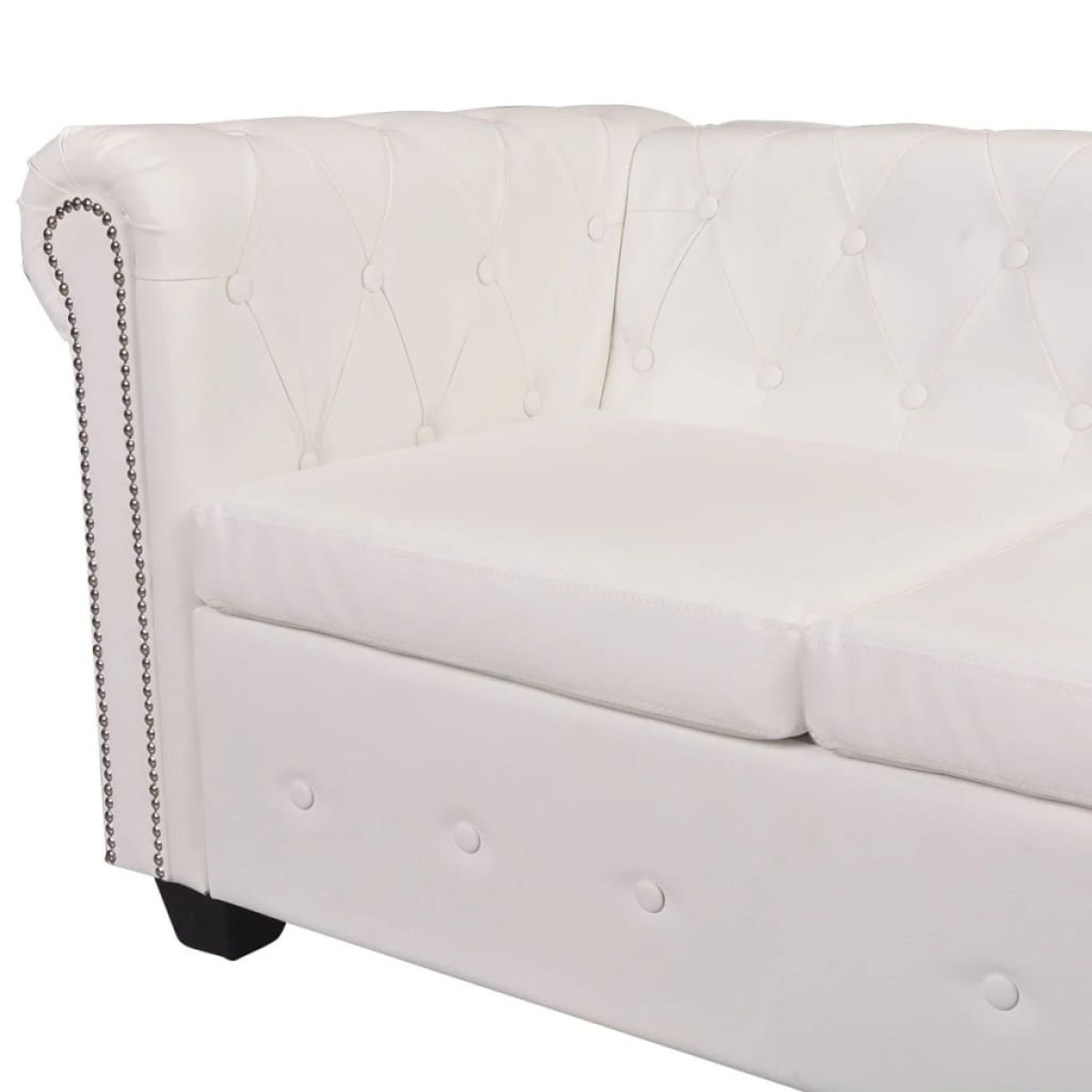 vidaXL Καναπές Γωνιακός 5θέσιος Chesterfield Λευκός Συνθετικό Δέρμα
