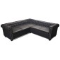 vidaXL Καναπές Γωνιακός Πενταθέσιος Chesterfield Μαύρος Συνθετικό Δέρμα