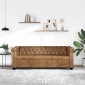 vidaXL Καναπές Τριθέσιος Chesterfield Καφέ από Συνθετικό Δέρμα