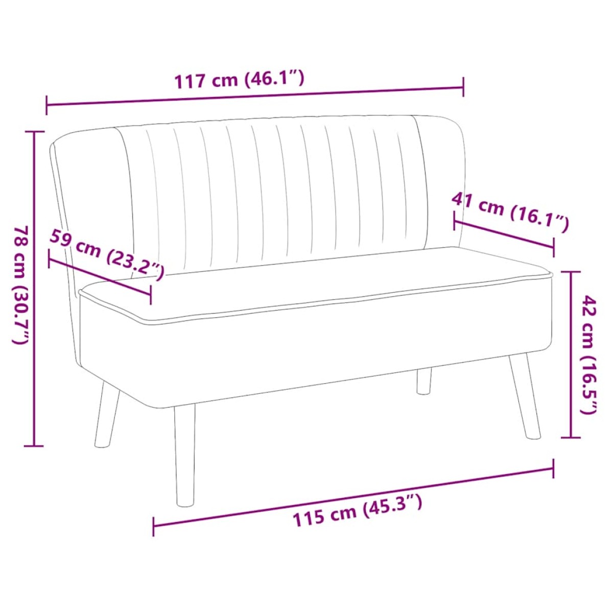 vidaXL Καναπές Μπλε 117 x 55,5 x 77 εκ. Υφασμάτινος