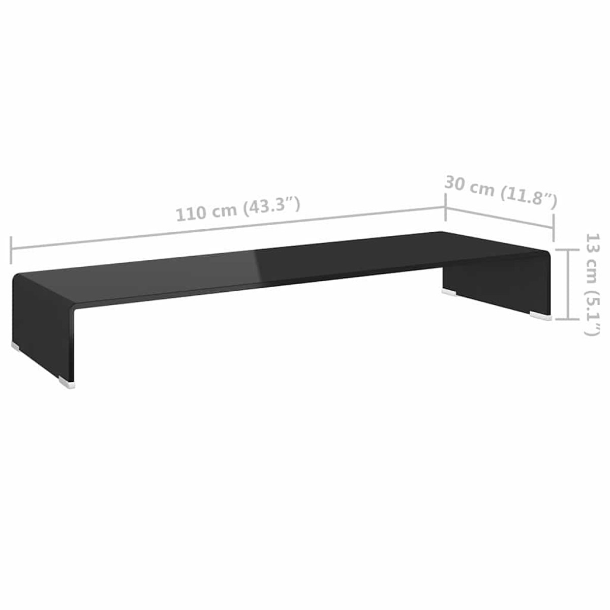 vidaXL Βάση Τηλεόρασης/Οθόνης Μαύρη 110 x 30 x 13 εκ. Γυάλινη