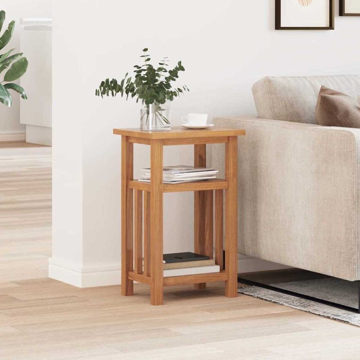 vidaXL Τραπέζι Βοηθητικό με Ράφι 27 x 35 x 55 εκ. Μασίφ Ξύλο Δρυός