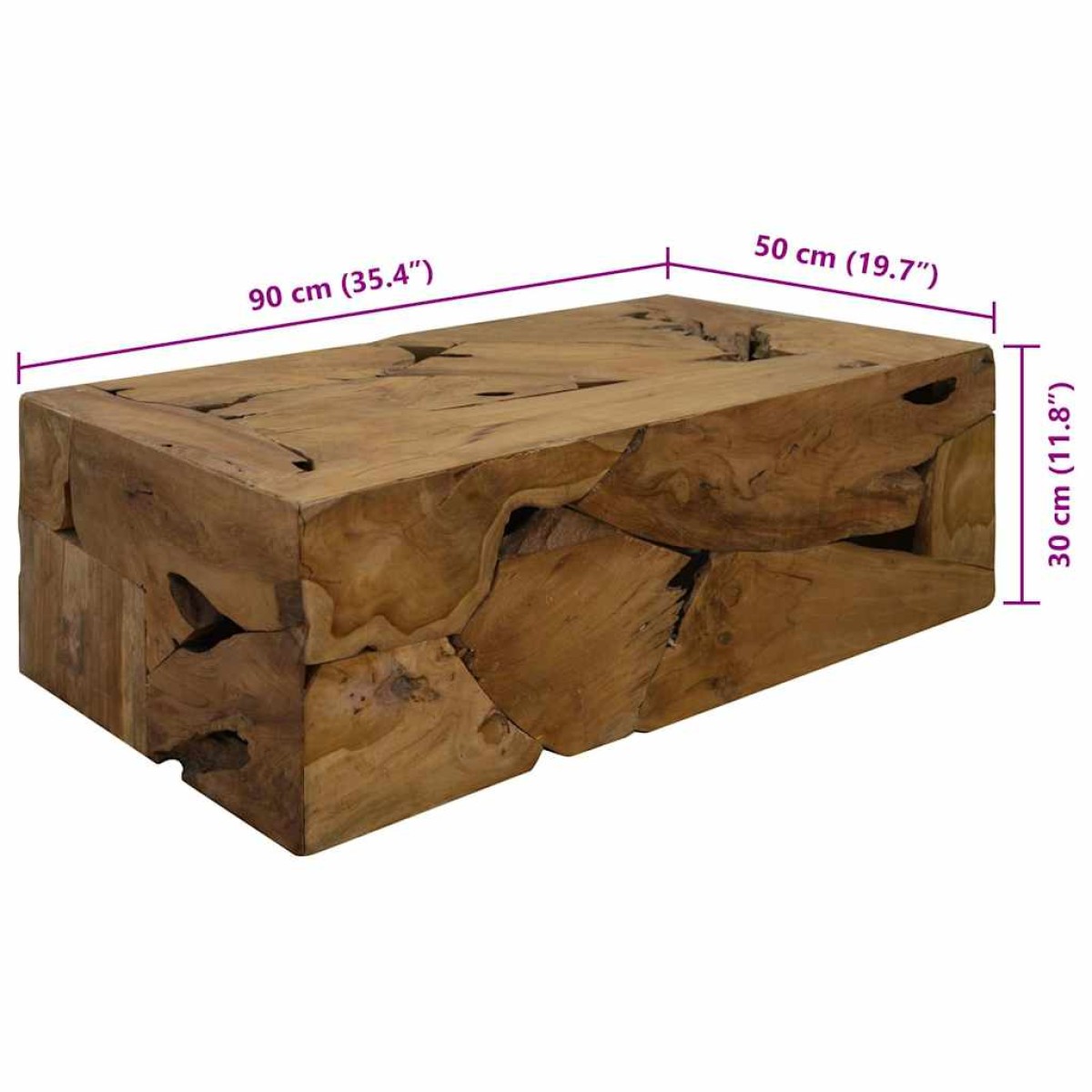 vidaXL Τραπεζάκι Σαλονιού Καφέ 90 x 50 x 30 εκ. από Αληθινό Ξύλο Teak