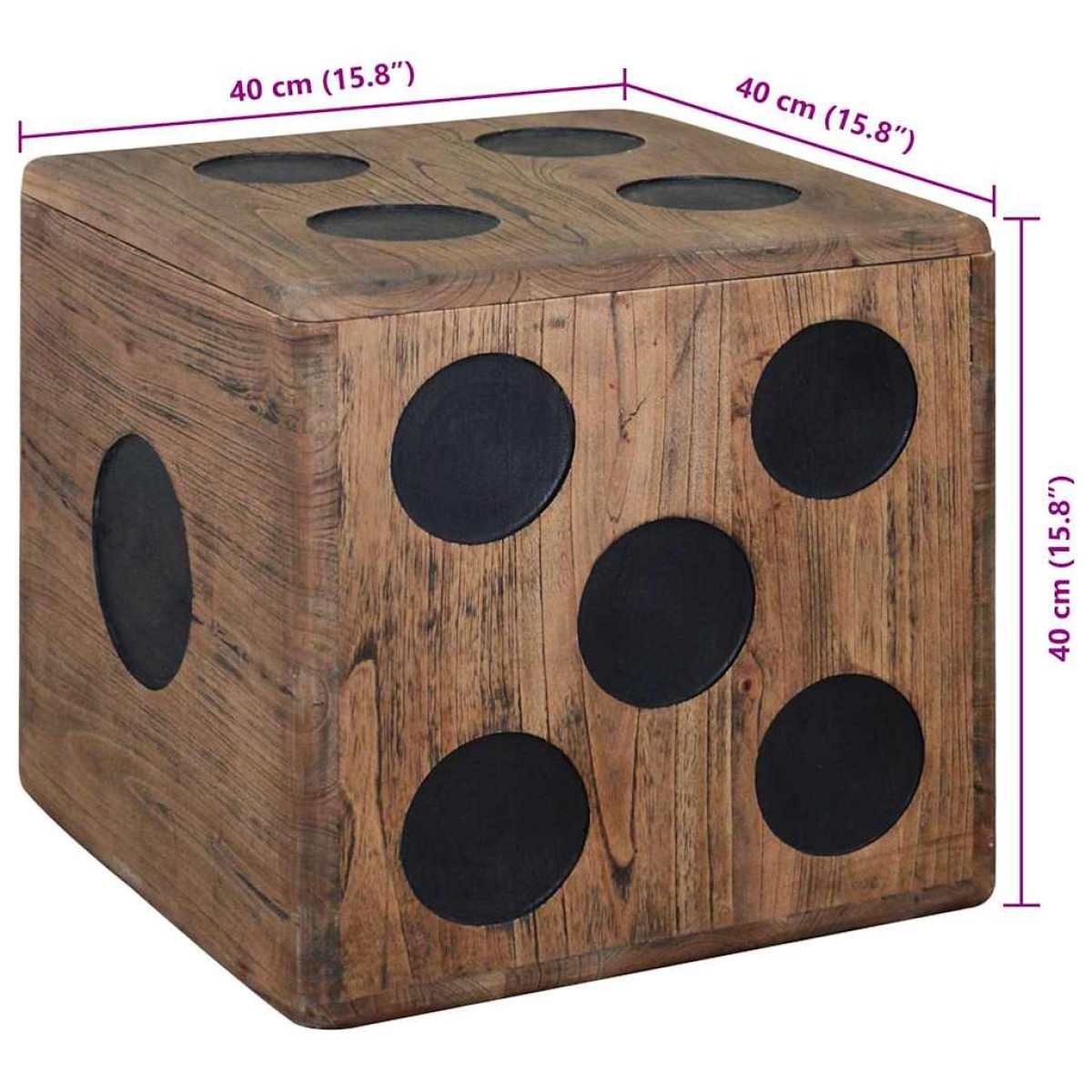 vidaXL Κουτί Αποθήκευσης Σχέδιο Ζάρι 40 x 40 x 40 εκ. από Ξύλο Mindi