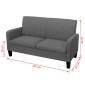 vidaXL Καναπές Διθέσιος Σκούρο Γκρι 135 x 65 x 76 εκ.