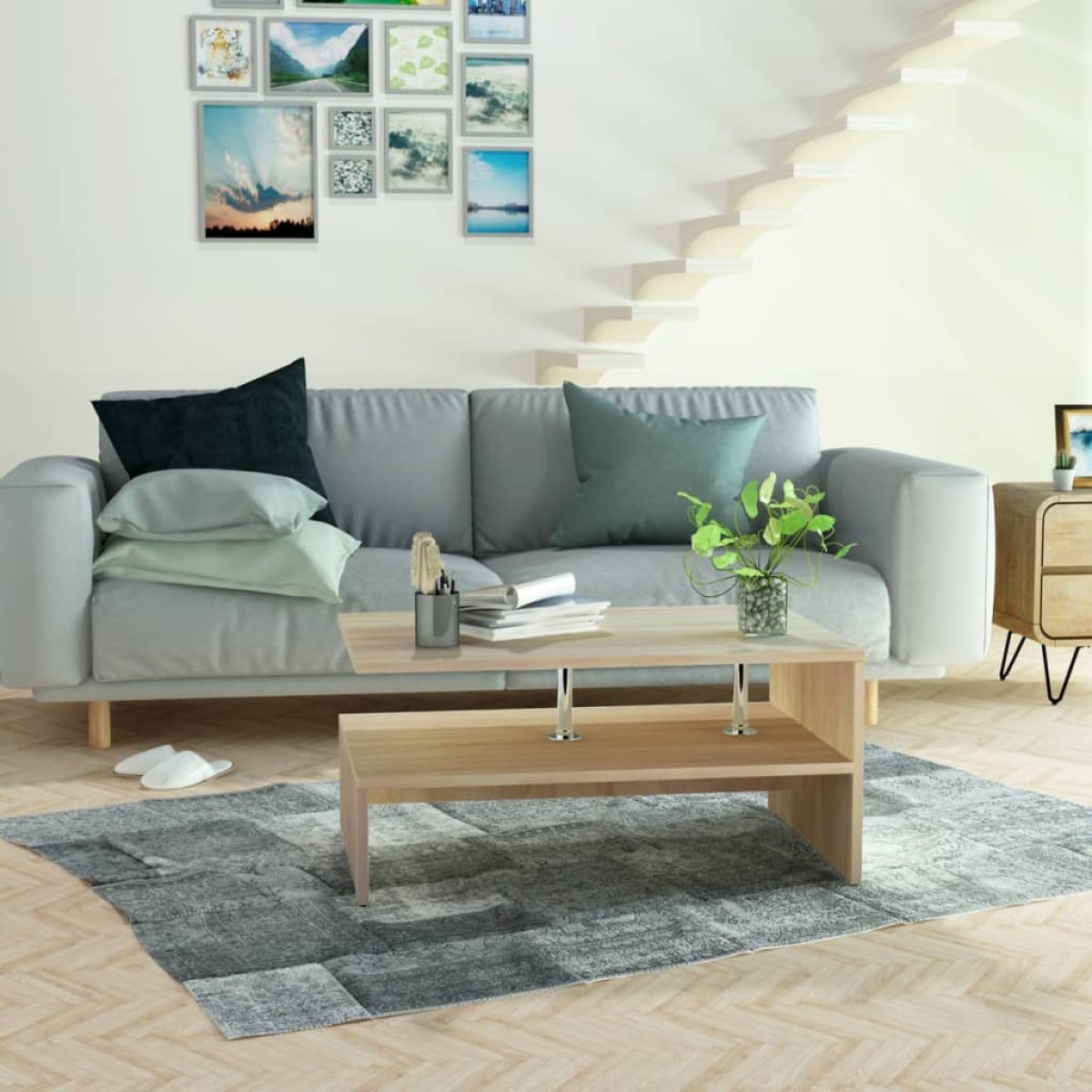 vidaXL Τραπεζάκι Σαλονιού Χρώμα Δρυς 90 x 59 x 42 εκ. Μοριοσανίδα