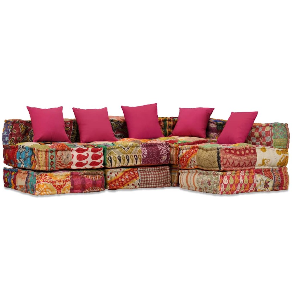 vidaXL Κάθισμα - Πουφ Τετραθέσιο Αρθρωτό Patchwork Υφασμάτινο