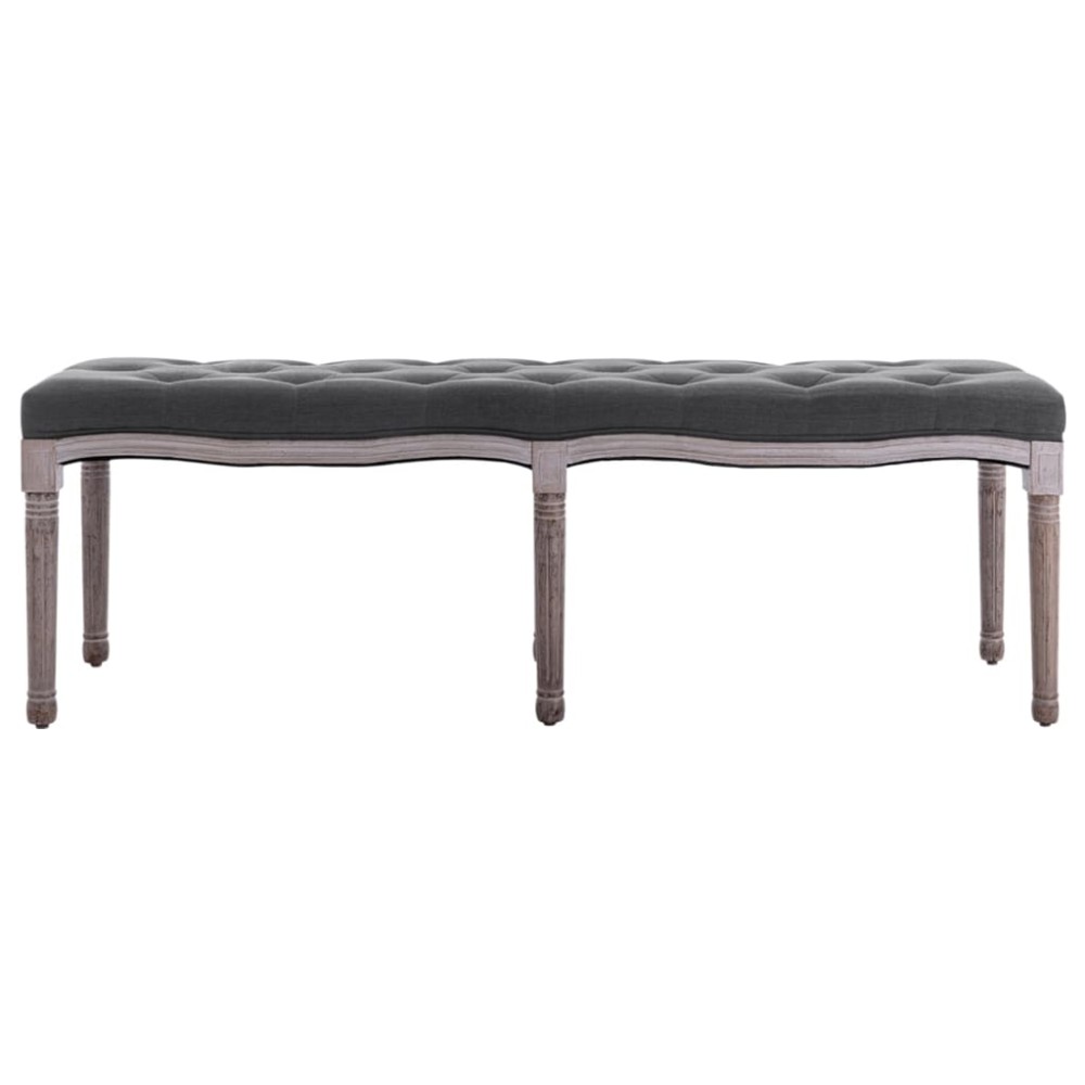 vidaXL Ταμπουρέ Σκούρο Γκρι 150 x 40 x 48 εκ. από Λινό και Μασίφ Ξύλο