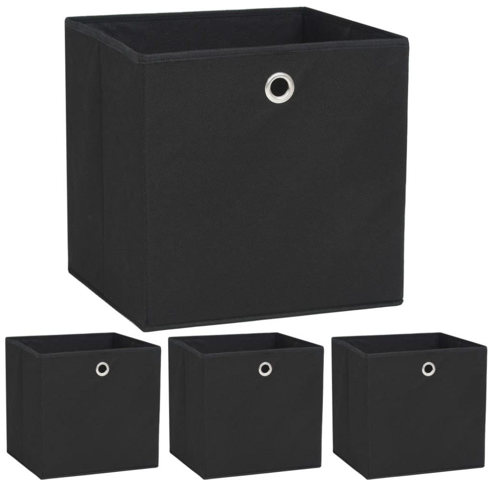 vidaXL Κουτιά Αποθήκευσης 4 τεμ. Μαύρα 32x32x32 εκ. Ύφασμα Non-woven