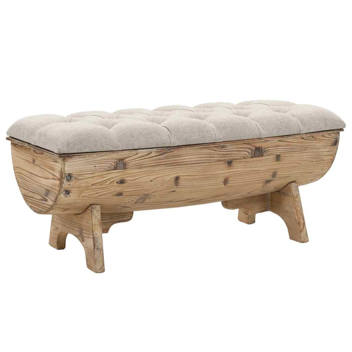 vidaXL Πάγκος Αποθήκευσης 103 x 51 x 44 εκ. από Μασίφ Ξύλο και Ύφασμα