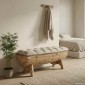 vidaXL Πάγκος Αποθήκευσης 103 x 51 x 44 εκ. από Μασίφ Ξύλο και Ύφασμα