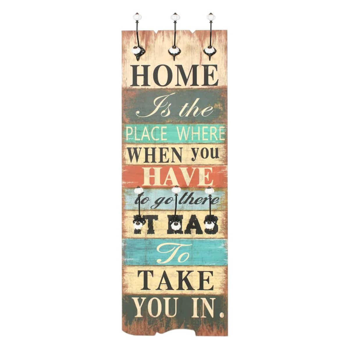 vidaXL Κρεμάστρα Τοίχου «HOME IS» με 6 Γάντζους 120 x 40 εκ.