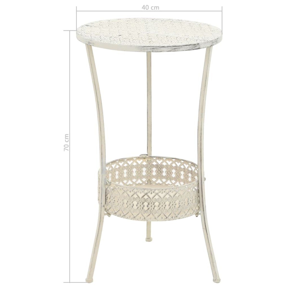 vidaXL Τραπέζι Bistro Vintage Στρογγυλό Λευκό 40 x 70 εκ. Μεταλλικό