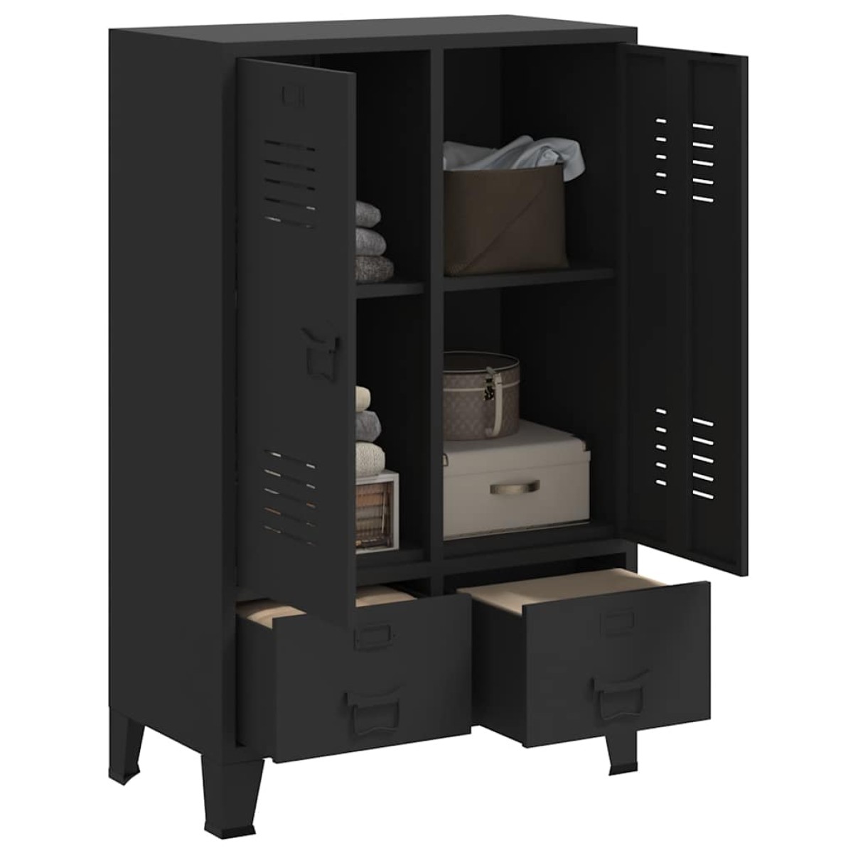 vidaXL Ντουλάπι με Βιομηχανικό Στιλ Μαύρο 67 x 35 x 107 εκ. Μεταλλικό