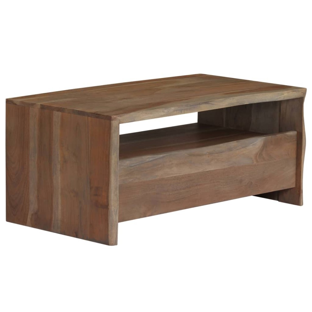 vidaXL Τραπέζι Σαλονιού Live Edge Γκρι 90x50x40 εκ. Μασίφ Ξύλο Ακακίας