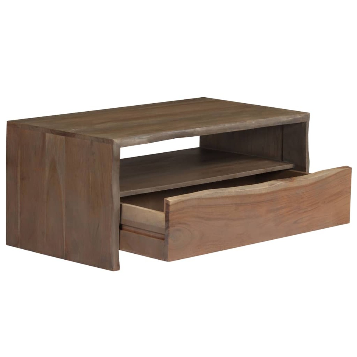 vidaXL Τραπέζι Σαλονιού Live Edge Γκρι 90x50x40 εκ. Μασίφ Ξύλο Ακακίας