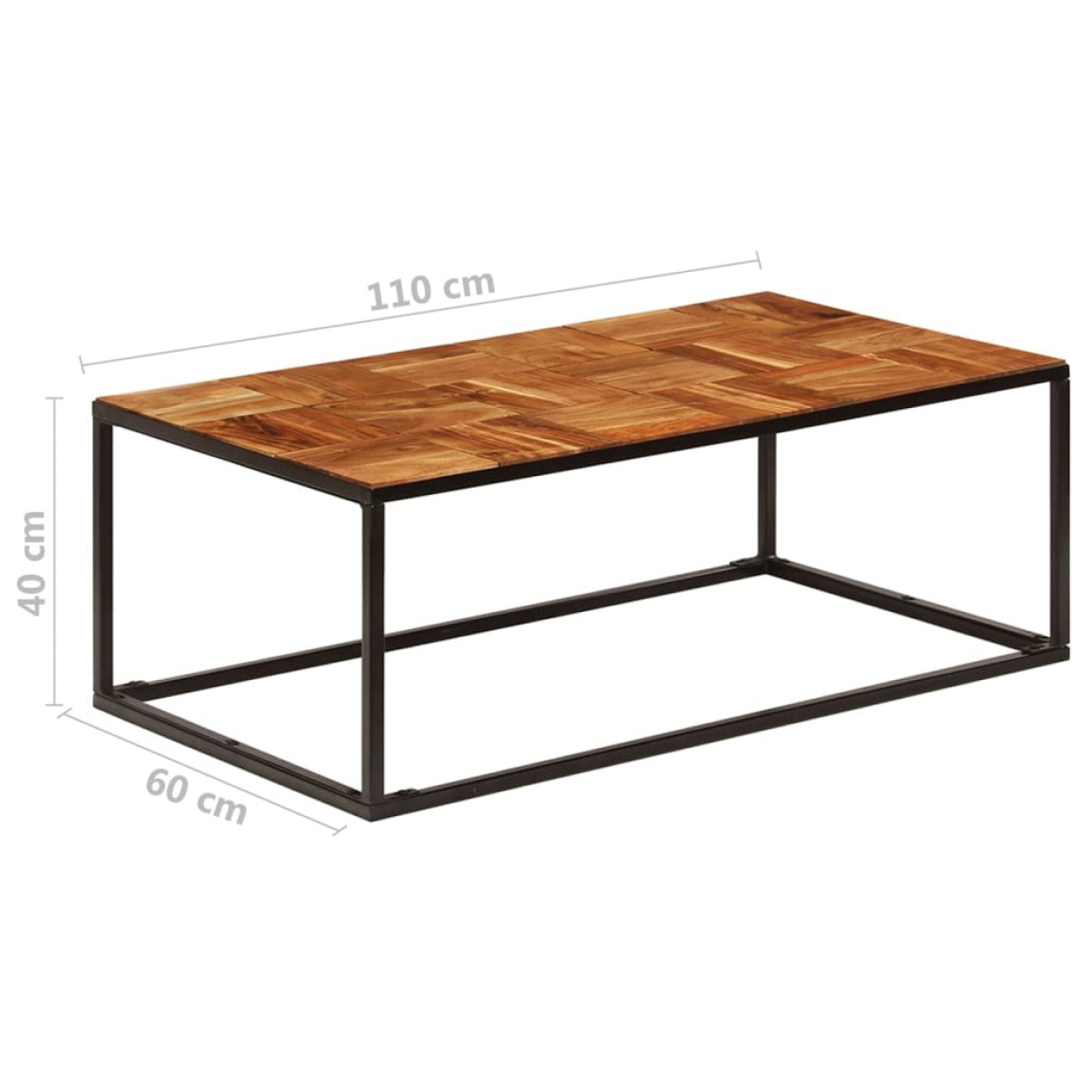 vidaXL Τραπεζάκι Σαλονιού 110x60x40 εκ. Μασίφ Ξύλο Ακακίας & Ατσάλι